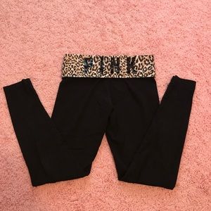 PINK leopard print yoga leggings